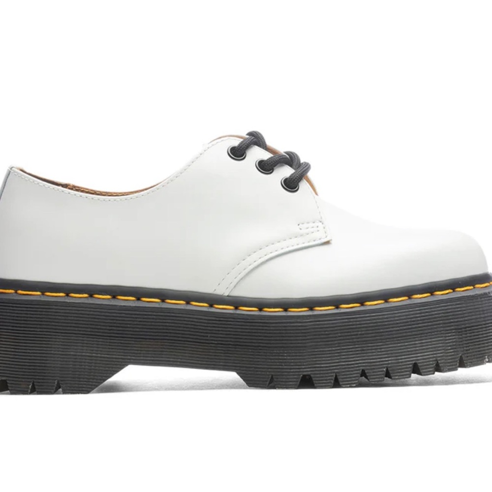 White Platform Lace-Up Women's Shoe with Black Sole